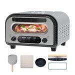 ESOCOCINA UPGRADED INDOOR ELECTRIC PASTA OVEN - 12-inch pizzas in 90 seconds, heats up to 800°F -, Countertop Multifunction Indoor Pizza Oven, Includes Pizza Stone and Peel - Stainless Steel
