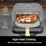 ESOCOCINA UPGRADED INDOOR ELECTRIC PASTA OVEN - 12-inch pizzas in 90 seconds, heats up to 800°F -, Countertop Multifunction Indoor Pizza Oven, Includes Pizza Stone and Peel - Stainless Steel