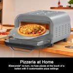 ESOCOCINA UPGRADED INDOOR ELECTRIC PASTA OVEN - 12-inch pizzas in 90 seconds, heats up to 800°F -, Countertop Multifunction Indoor Pizza Oven, Includes Pizza Stone and Peel - Stainless Steel