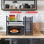 Zamfoot Microwave Oven Rack,Microwave standm,Adjustable Shelf with Hooks,100lb Capacity,Microwave Shelf,Microwave Rack,Kitchen Microwave Stand,Microwave Stand with Storage,Microwave Stand countertop