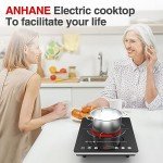Electric Cooktop 110v,Single Burner Electric Stove Infrared Cooktop Hot Plate 1800W,4-Hour Setting,Black Crystal Glass Surface Compatible for All Cookware