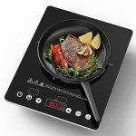 Electric Cooktop 110v,Single Burner Electric Stove Infrared Cooktop Hot Plate 1800W,4-Hour Setting,Black Crystal Glass Surface Compatible for All Cookware