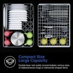 AIRMSEN Countertop Dishwasher Complete 2-Level Rack, Portable Dishwashers with 5L Built-in Water Tank, 3-Spray Arms & 12H Delay Start, No Hookup Needed, A01, White