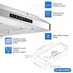 AMZCHEF Under Cabinet Range Hood 30 Inch, 750CFM Stainless Steel Kitchen Stove Vent Hood 3 Speed Exhaust Fan Touch/Remote/Gesture Control LED lights Time Setting Dishwasher-Safe Baffle Filters