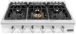 GASLAND 36 Inch Gas Cooktop 6 Burners, Pro RT3606 Professional Natural Gas Rangetop, Slide-in Natural Gas Stovetop with Blue Indicator Lights, Re-ignition, 120V Plug-in