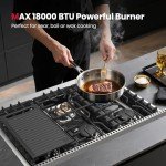 GASLAND 36 Inch Gas Cooktop 6 Burners, Pro RT3606 Professional Natural Gas Rangetop, Slide-in Natural Gas Stovetop with Blue Indicator Lights, Re-ignition, 120V Plug-in