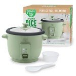 GreenLife Electric Rice Cooker, 3-Cups Uncooked/6-Cups Cooked, Removable PFAS-Free Nonstick Pot, One-Switch Design, Auto Keep Warm, Small Space Saving, Rice Paddle, Soup, Grains, Oatmeal, 1.5 QT, Green
