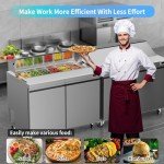 48“ Commercial Refrigerator Sandwich&Salad Prep Table Fridge with 12 Pans 2 Door Stainless Steel Counter Fan Cooling Refrigerators