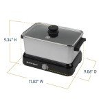 West Bend Versatility Slow Cooker Large Capacity Non-stick Cooking Vessel & Variable Temperature Heating Base Includes Travel Lid and Storage Bag, Range and Oven-Safe Cooking Pot, 6-Quart, Silver