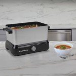 West Bend Versatility Slow Cooker Large Capacity Non-stick Cooking Vessel & Variable Temperature Heating Base Includes Travel Lid and Storage Bag, Range and Oven-Safe Cooking Pot, 6-Quart, Silver