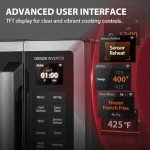 TOSHIBA P05 Combo Countertop Microwave Oven, with 2.4-Inch Color Screen, Origin Inverter Technology, Smart Sensor, Compatible with Alexa, 1100W, Air Fryer, 1.3 Cu.Ft, Silver