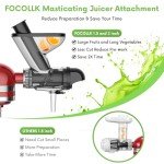 FOCOllK Masticating Juicer Attachment for KitchenAid Stand Mixer - Cold Press Dual Feed Chute Accessory, Slow Juicing Parts for Fruits & Vegetables