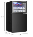 EUHOMY Double Door Mini Fridge With Freezer, Freestanding Wine Cooler Refrigerator With Reversible Door, Compact Refrigerator Temperature Control, Wine Fridge Perfect For Kitchen Home Office.