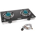 Barton Double Burner Stove w/Auto Ignition LPG Tempered Glass Outdoor Propane Portable Camping Cooktop Range 2-Burner Gas Burner