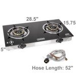 Barton Double Burner Stove w/Auto Ignition LPG Tempered Glass Outdoor Propane Portable Camping Cooktop Range 2-Burner Gas Burner