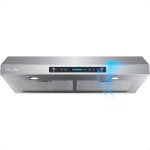 HisoHu 36 Inch Under Cabinet Range Hood with 900-CFM, 4 Speed Gesture Sensing&Touch Control Panel, Stainless Steel Kitchen Vent