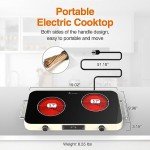 GIHETKUT Electric Cooktop, 2200W 110V Electric burner, Electric Stove Top with 2 Handle, 2 Burner Electric Cooktop with 9 Power Settings,Knob Control Child Safety Lock & Timer.