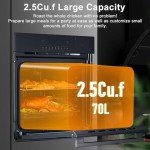 Single Wall Oven 24", Built-in Electric Ovens with Steam&Grill&Air Frying Mode, 3000W, 240V, 2.5Cu.ft Convection Built-in Oven, Stainless Steel, Touch Screen