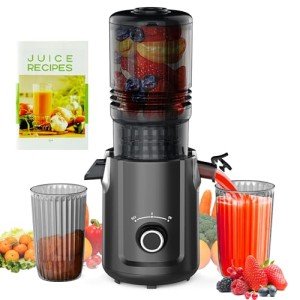Hobsir Juicer Machines, 5.3-Inch Cold Press Juicers, Masticating Slow Juicer Machine with 300W, Large Feed Chute Juice Machines for Vegetables and Fruits, Easy to Clean Juicers Magic, Black