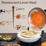 YIBAKE 12" Electric Pizza Oven - Countertop Pizza Maker with Ceramic Stone, Heats up to 800°F, Portable Indoor Pizza Oven for Homemade Pizzas, White