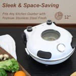 YIBAKE 12" Electric Pizza Oven - Countertop Pizza Maker with Ceramic Stone, Heats up to 800°F, Portable Indoor Pizza Oven for Homemade Pizzas, White