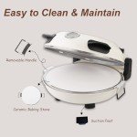YIBAKE 12" Electric Pizza Oven - Countertop Pizza Maker with Ceramic Stone, Heats up to 800°F, Portable Indoor Pizza Oven for Homemade Pizzas, White