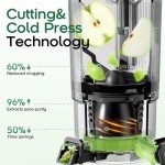Canoly C16 Cold Press Juicer, 6" Extra Wide Feed Chute with Dual Strainers (Juice & Sorbet), Powerful AC Brushless Motor, Self Precut System, Juicer Machines with BPA Free (Space Gray)