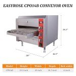 EASYROSE CPO14B 3500W 208V 60HZ Countertop Pizza Commercial Conveyor Oven with 14″ BELT (Plug:6-20P)