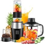 Goelunmy Blender and Food Processor Combo, Blender for Shakes and Smoothies, Personal Blender Small Blender, Suitable for Kitchen, Home, 700W Electric Blender with Mixer Grinder/Blender/Chopper