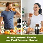 Goelunmy Blender and Food Processor Combo, Blender for Shakes and Smoothies, Personal Blender Small Blender, Suitable for Kitchen, Home, 700W Electric Blender with Mixer Grinder/Blender/Chopper