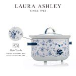 Laura Ashley Slow Cooker 6.8 Quart - Large Slow Cooker 6.8 QT for 8 to 10 People - Energy Efficient Slow Cookers with 3 Heat Settings - Dishwasher Safe Removeable Ceramic Crock & Tempered Glass Lid