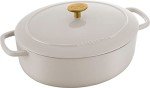 BALLARINI Bellamonte Cocotte Enamel Cast Iron Cooker, Oval, 31 cm, 5.5 L, Ivory White