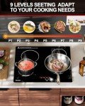 TOPWISH 24 Inch Electric Cooktop 4 Burners, Drop-in Ceramic Cooktop, 6000W Radiant Electric Stove Top with Touch Control, Safety Lock, Timer, 220-240v, Hard Wired