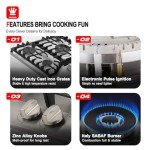 GASLAND 30 Inch Gas Cooktop, PRO GH2305SF 5 Burner Gas Stove, Built-in NG/LPG Convertible Gas Cooktops, Gas Countertop Plug-in with Thermocouple Protection, Stainless Steel