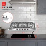 GASLAND 30 Inch Gas Cooktop, PRO GH2305SF 5 Burner Gas Stove, Built-in NG/LPG Convertible Gas Cooktops, Gas Countertop Plug-in with Thermocouple Protection, Stainless Steel