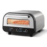 Upgraded Pizza Oven Heats up to 840°F Makes 12 Inch Pizzas in 90 Seconds Countertop Electric Pizza Maker with 6 Touchscreen Presets Pizza Stone & Peel Included - Stainless Steel