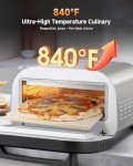 Upgraded Pizza Oven Heats up to 840°F Makes 12 Inch Pizzas in 90 Seconds Countertop Electric Pizza Maker with 6 Touchscreen Presets Pizza Stone & Peel Included - Stainless Steel