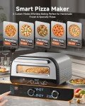 Upgraded Pizza Oven Heats up to 840°F Makes 12 Inch Pizzas in 90 Seconds Countertop Electric Pizza Maker with 6 Touchscreen Presets Pizza Stone & Peel Included - Stainless Steel