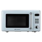 Emerson MWR7020BL Retro Compact Countertop Microwave Oven with Button Control, LED Display, 700W 5 Power Levels, 8 Auto Menus, Glass Turntable and Child Safe Lock, 0.7, Thunderbird Blue