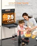Takywep Single Wall Oven 24", Built-in Electric Ovens with Steam&Grill&Air Frying Mode, 3000W, 240V, 2.5Cu.ft Convection Built-in Oven, Stainless Steel, TFT Screen