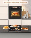 Takywep Single Wall Oven 24", Built-in Electric Ovens with Steam&Grill&Air Frying Mode, 3000W, 240V, 2.5Cu.ft Convection Built-in Oven, Stainless Steel, TFT Screen
