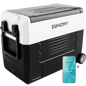 EUHOMY 12 Volt Refrigerator, 58QT(55L) 12V Fridge, Electric Cooler 12/24V DC 120-240V AC -4℉~68℉, 12V Freezer Removable Divider, Car Fridge For Camping, RV, Travel, Fishing, Outdoor