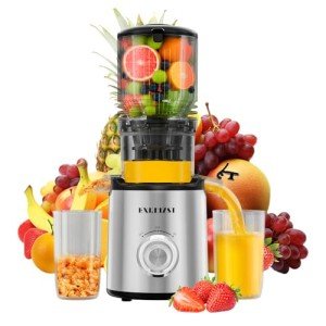 Juicer Machines, Cold Press Juicer with 5.3'' Large Feed Chute, Fit Whole Fruit and Vegetable Slow Juice Extractor Machine, 300W Masticating Juicers Easy To Clean, High Juice Yield, BPA Free