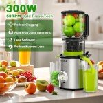 Juicer Machines, Cold Press Juicer with 5.3'' Large Feed Chute, Fit Whole Fruit and Vegetable Slow Juice Extractor Machine, 300W Masticating Juicers Easy To Clean, High Juice Yield, BPA Free