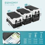 EUHOMY 12 Volt Refrigerator, 58QT(55L) 12V Fridge, Electric Cooler 12/24V DC 120-240V AC -4℉~68℉, 12V Freezer Removable Divider, Car Fridge For Camping, RV, Travel, Fishing, Outdoor