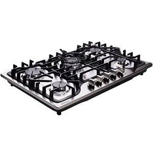 30 Inch Gas Cooktop DT57043 Built-in Stainless Steel 5 Burners Gas Stovetop LPG/NG Convertible Dual Fuel Gas Hob