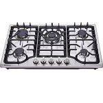 30 Inch Gas Cooktop DT57043 Built-in Stainless Steel 5 Burners Gas Stovetop LPG/NG Convertible Dual Fuel Gas Hob