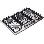 30 Inch Gas Cooktop DT57043 Built-in Stainless Steel 5 Burners Gas Stovetop LPG/NG Convertible Dual Fuel Gas Hob
