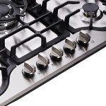 30 Inch Gas Cooktop DT57043 Built-in Stainless Steel 5 Burners Gas Stovetop LPG/NG Convertible Dual Fuel Gas Hob