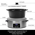 8-Quart Digital Programmable Slow Cooker with Timer - Small Kitchen Appliance for Family Dinners - Serves 10+ People - Heat Settings: Keep Warm, Low and High